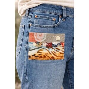 Desert Sun Textile Art Patch – 6x8 Hand-Stitched Embellishment